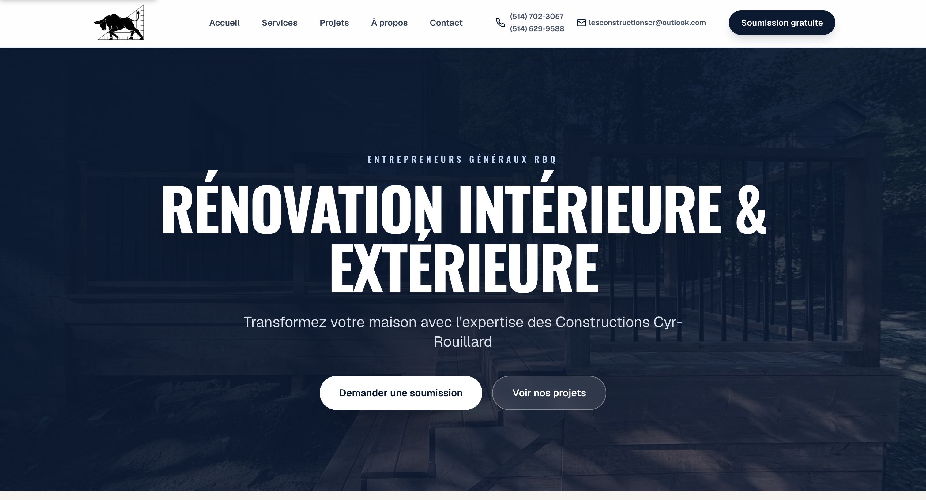 Aperçu du site web Constructions CR